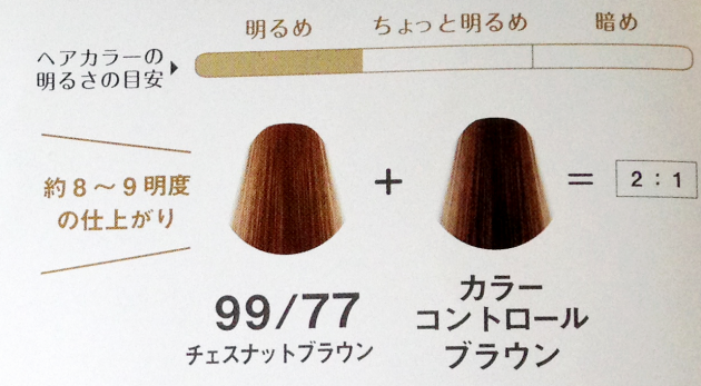 ヘアカラーのレシピ表画像