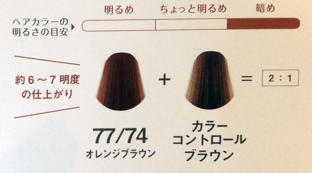 ヘアカラーのレシピ表画像