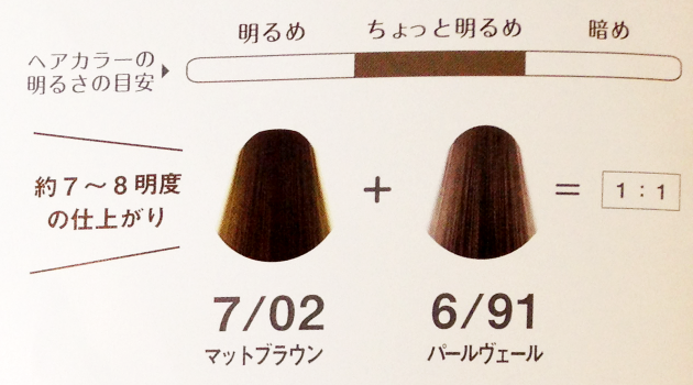 ヘアカラーのレシピ表画像